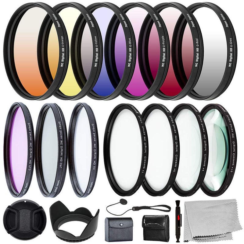 Ultimaxx 52MM Complete Lens Filter Accessory Kit: 6 Gradual Color Filters + UV CPL FLD + Macro Close Up (+1 +2 +4 +10) Set - Image 1